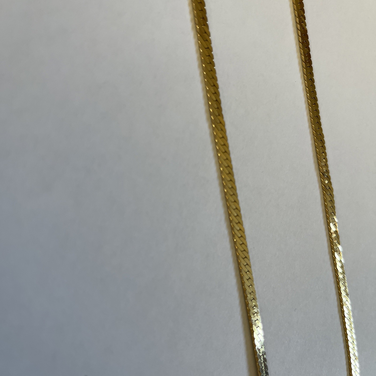 Monet Vintage Gold Tone Herringbone 24” Necklace 1/8” Wide Sister Clasp