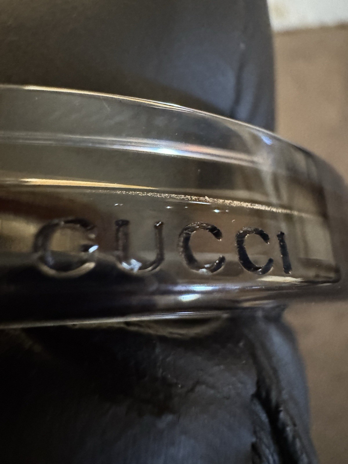 Authentic Vintage Gucci Black & Clear Lucite Bangle Bracelet New With Tags