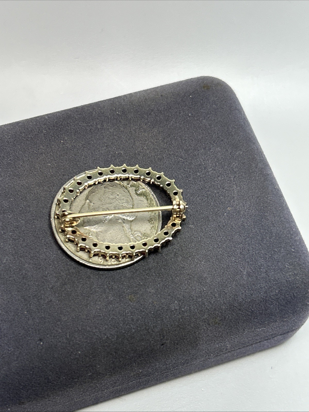 Vintage 900 Silver Gold Wash Bohemian Garnet Round Oval Brooch