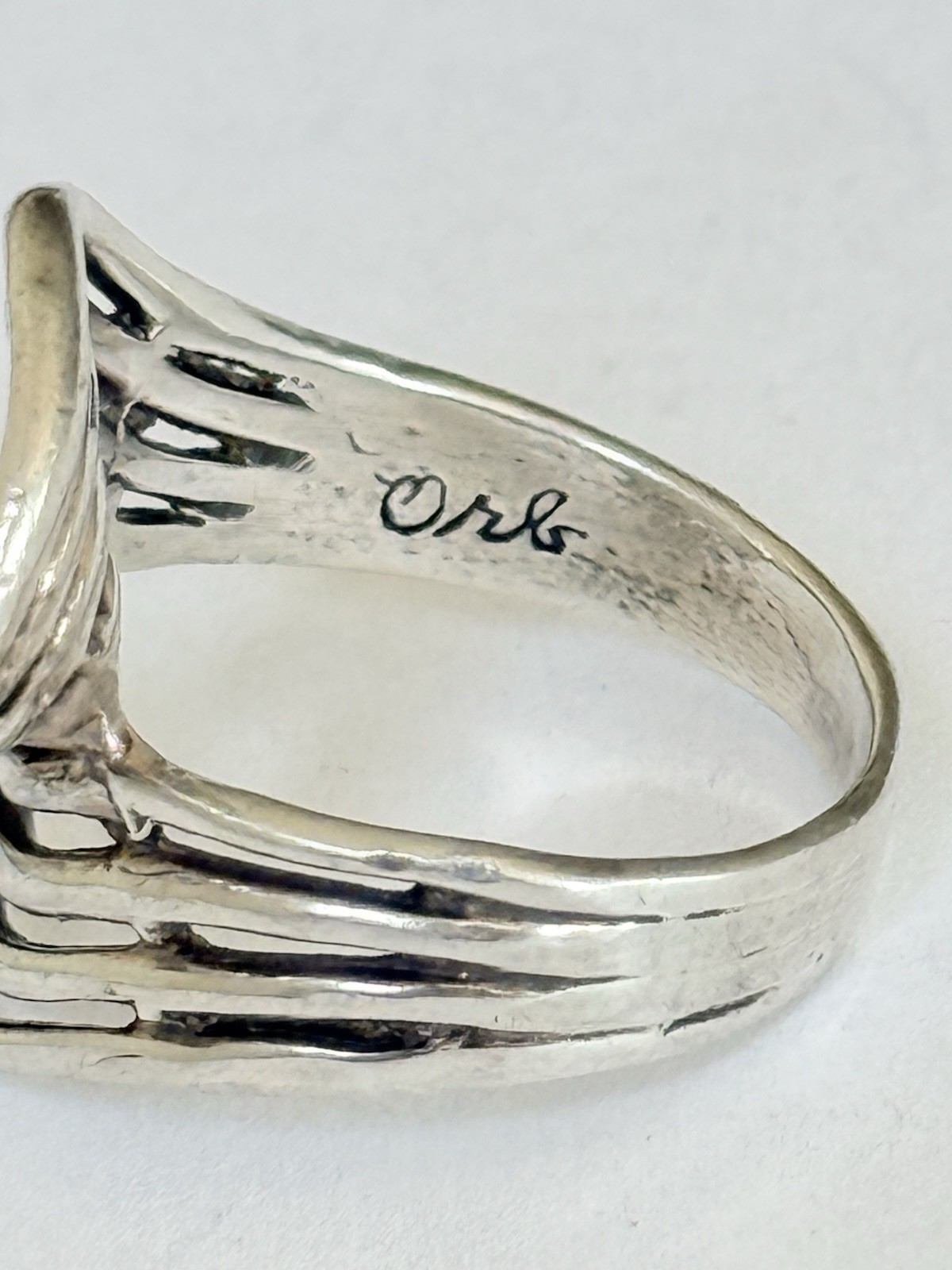 Vintage Signed Otto Robert Bade ORB Modernist Sterling Silver Ring Size 8