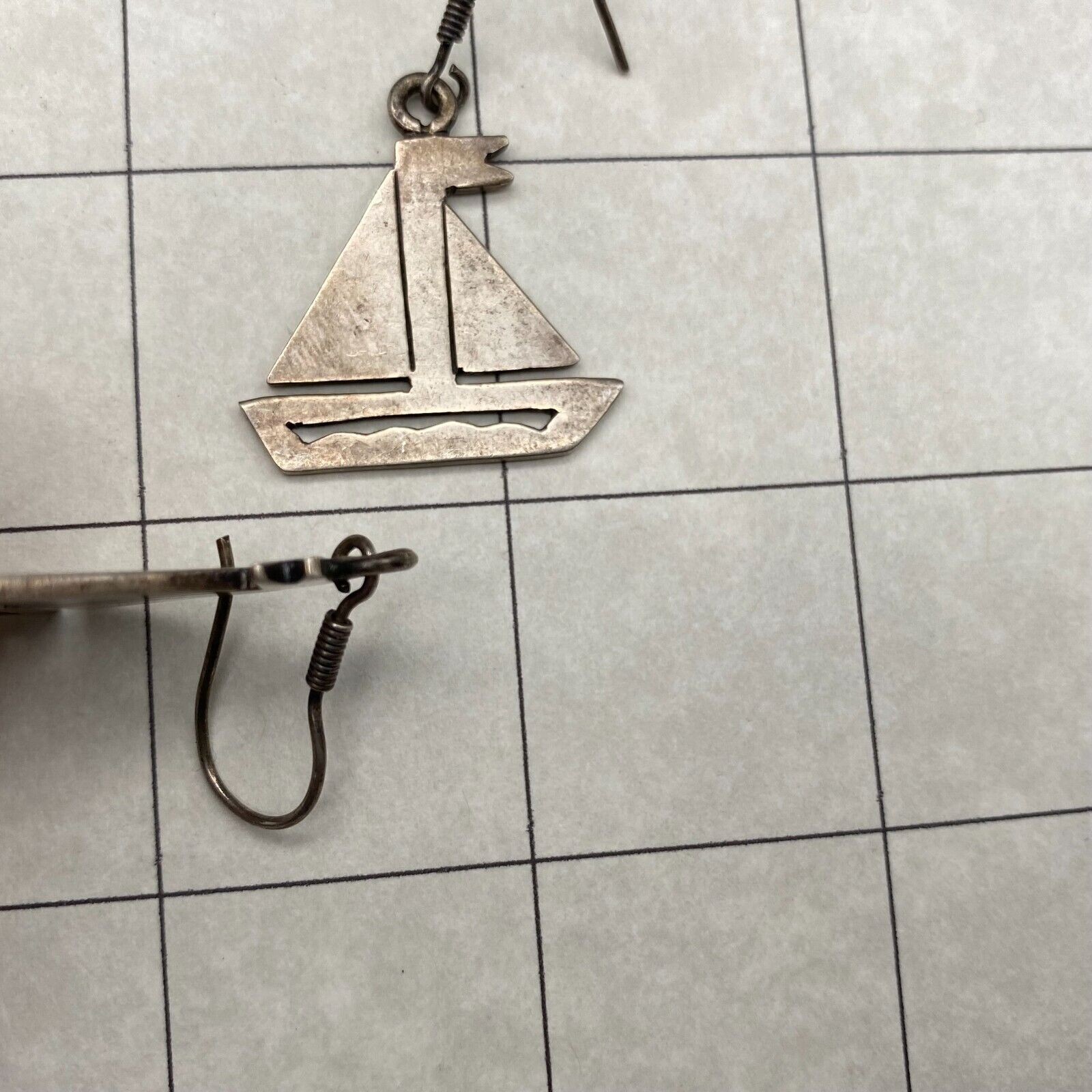 Vintage Mexico Sailboat Sterling Silver Dangle Earrings