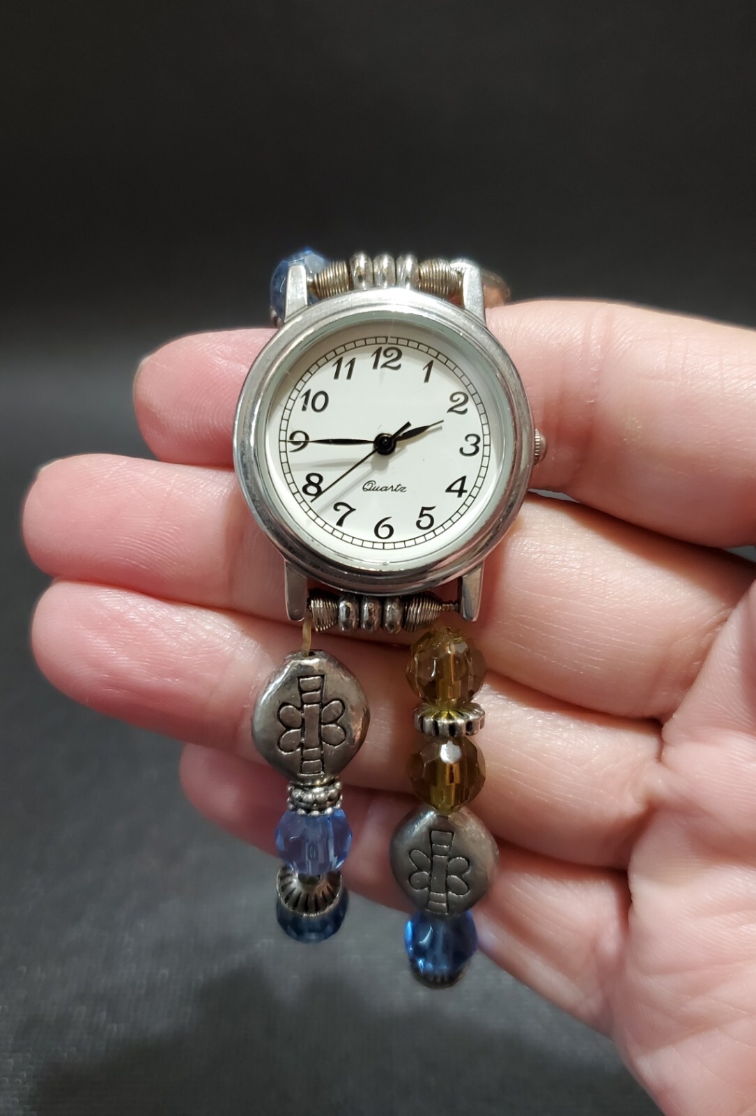 Vintage Bracelet Lot Of 5, Pewter Snowmen, Resin & Metal, Glass Bead Wristwatch