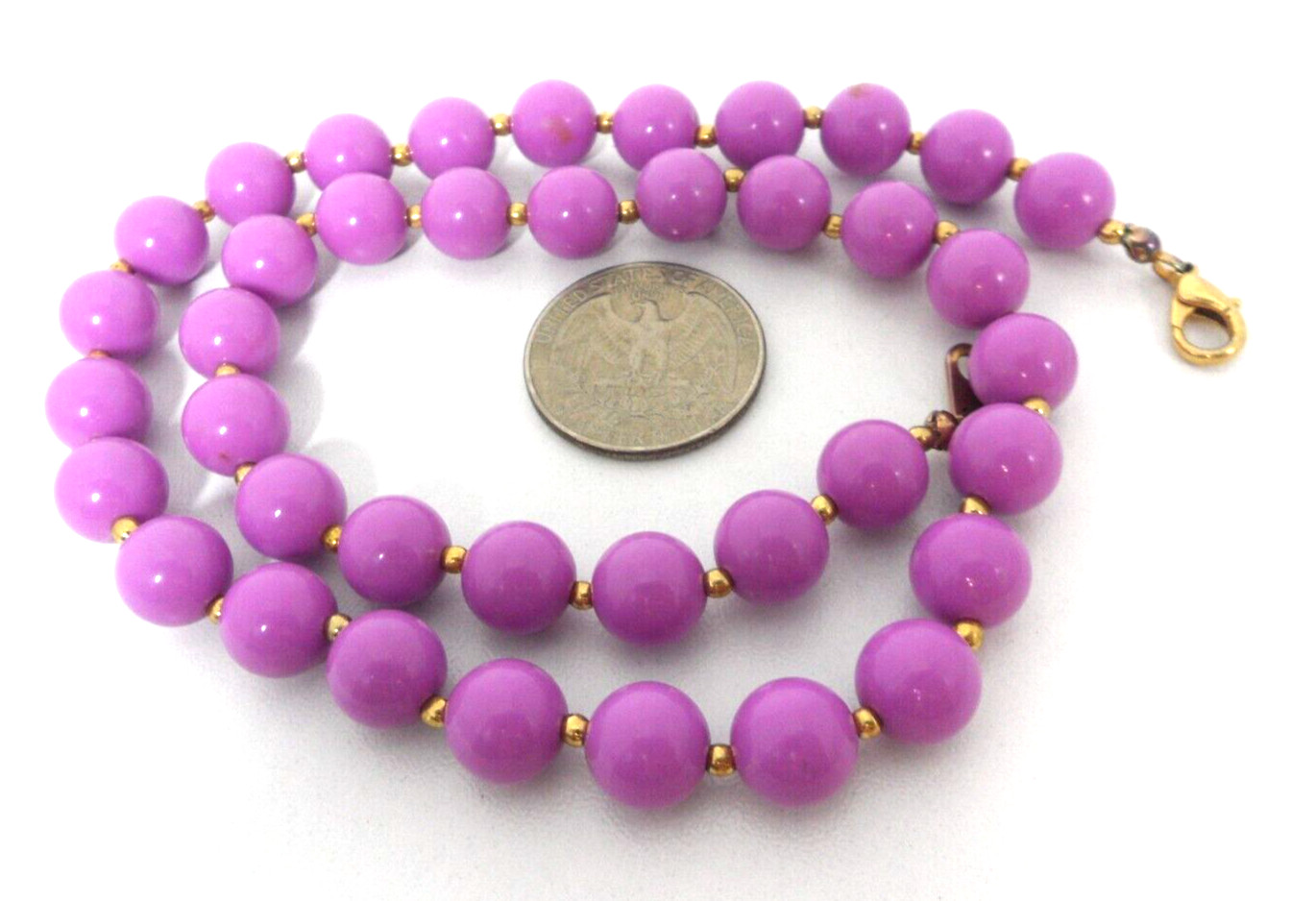 Vtg Beaded Necklace Orchid Purple Lucite Beads 80s Nostalgia Granny Cottage Core