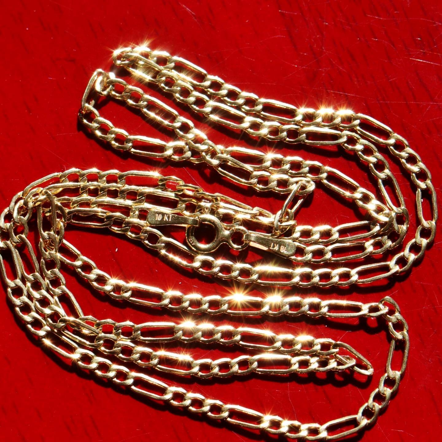 10k yellow gold necklace 24.0″ Figaro link chain vintage handmade 2.23gr