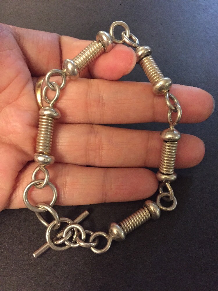 Vintage Sterling Silver Wire Wrapped Link Modernist Bracelet