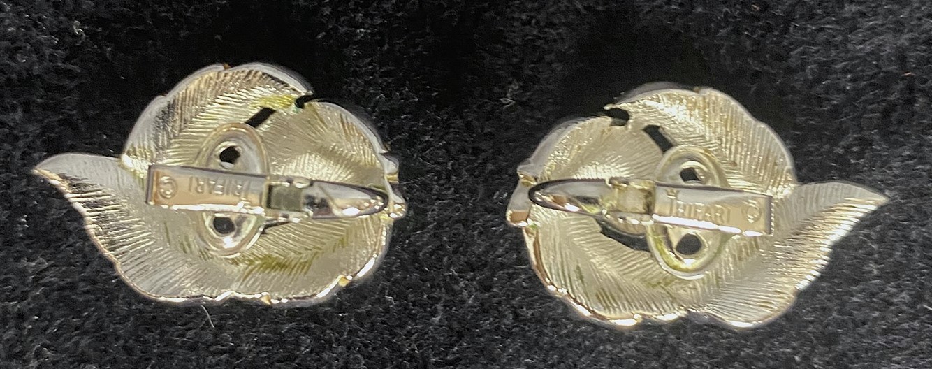 Vintage Signed Crown Trifari Jewelry, Bracelet, 3 Broochs, 4 Pair Clip Earrings