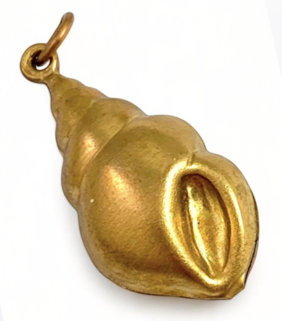 Vintage Charm Seashell Nautilus Snail Shell Brass Metal Pendant Beachy Jewelry
