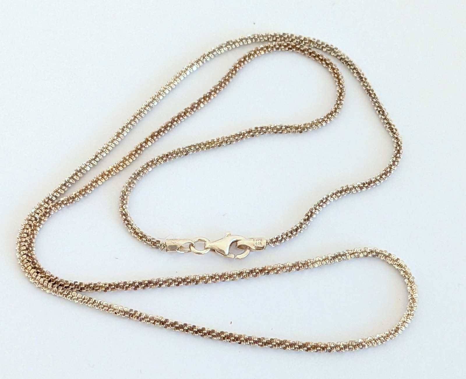 Vintage Signed BSI 925 Italy Sterling Silver Sparkle Rope Chain 20 1/4″