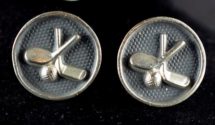 1940’s-50’s Heavyweight Golf Themed Men’s Tie Clip & Cuff Links Set Z28