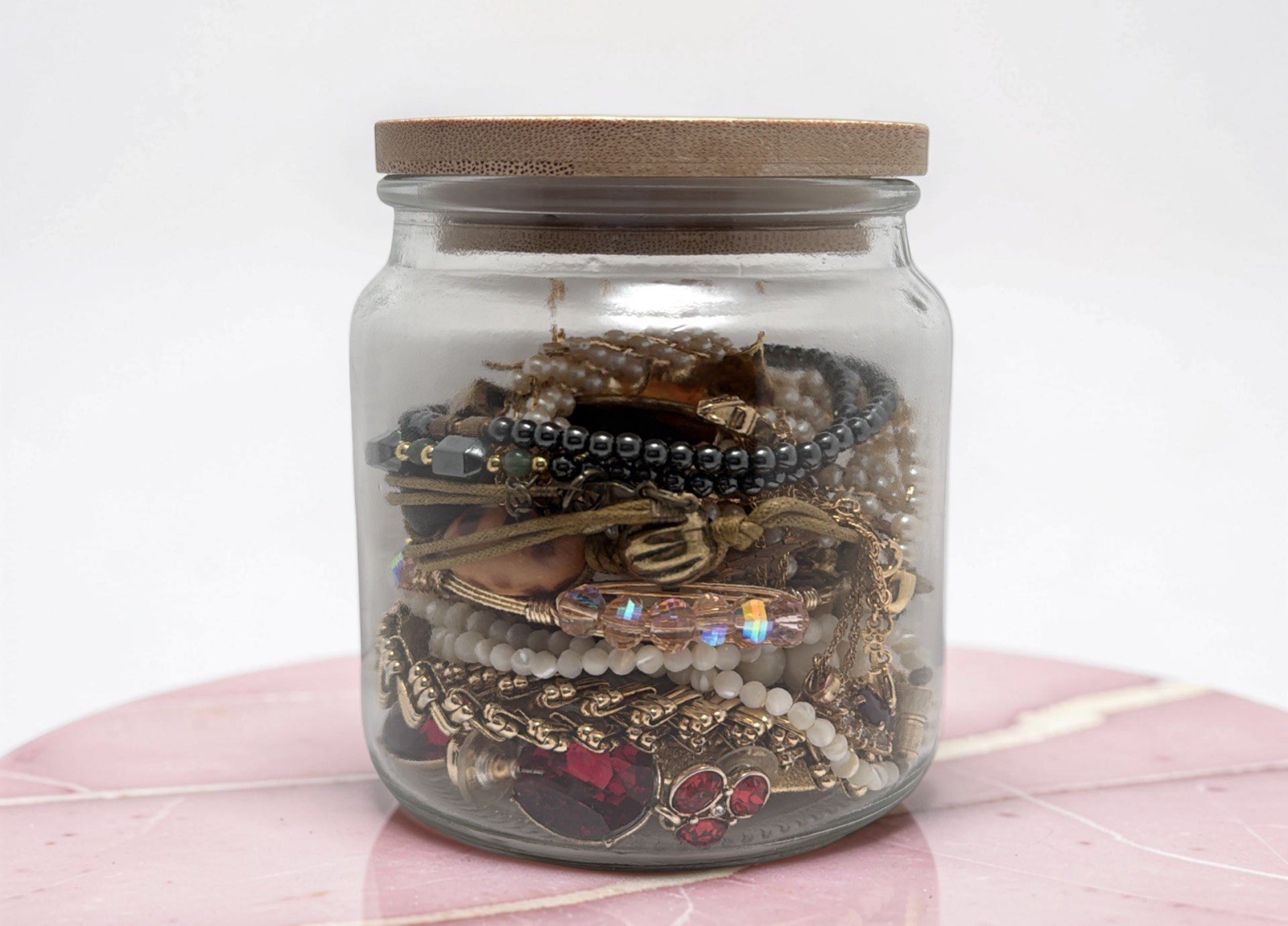 Mystery 27 pieces Jewelry Jar Vintage -Modern Gold Costume Napier Monet Avon