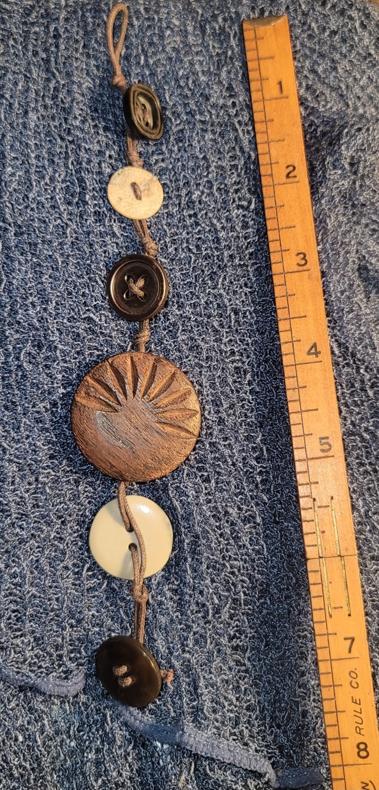 HEMP Button Bracelet Handmade 8in BOHO Style