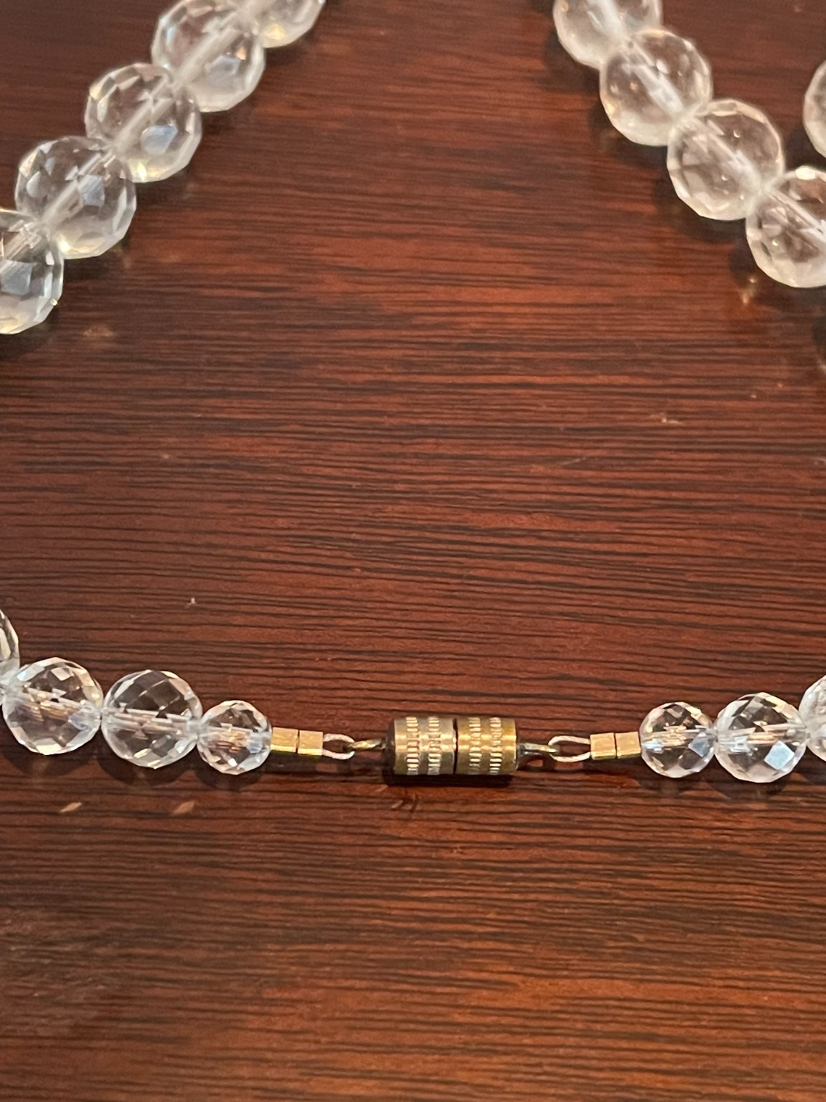 Antique Art Deco Rock Crystal Necklace Faceted Beads 31″ long 124.2g Flapper