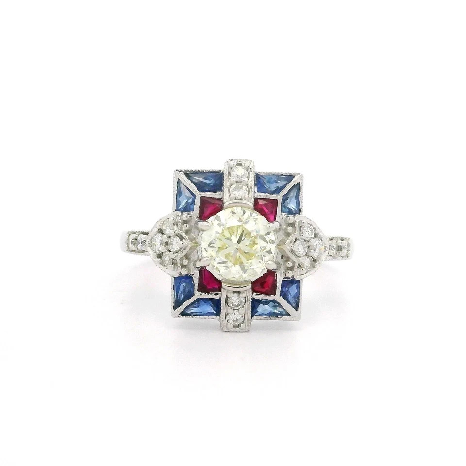 3Ct Art Deco Style Lab Created Diamond Engagement Wedding 14K White Gold FN Ring