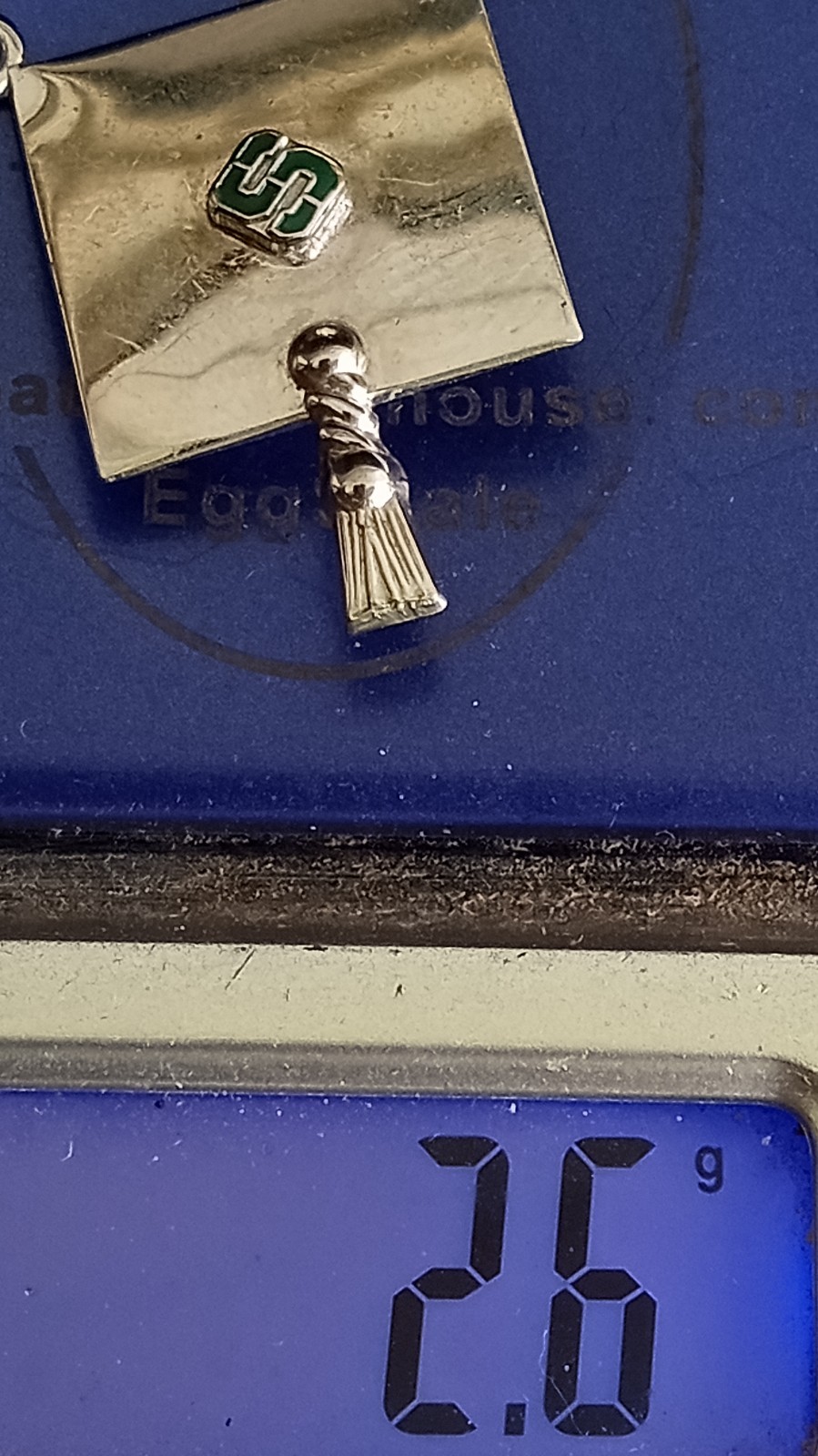 925 Sterling Silver Graduation Cap Charm Pendent Green S