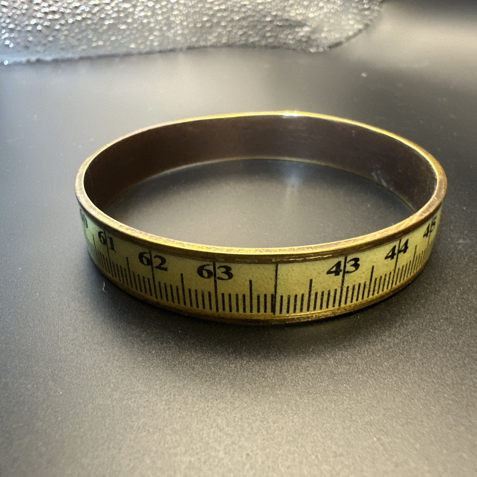 Brass Tone Bangle Ruler Measuring Tape Design Vintage