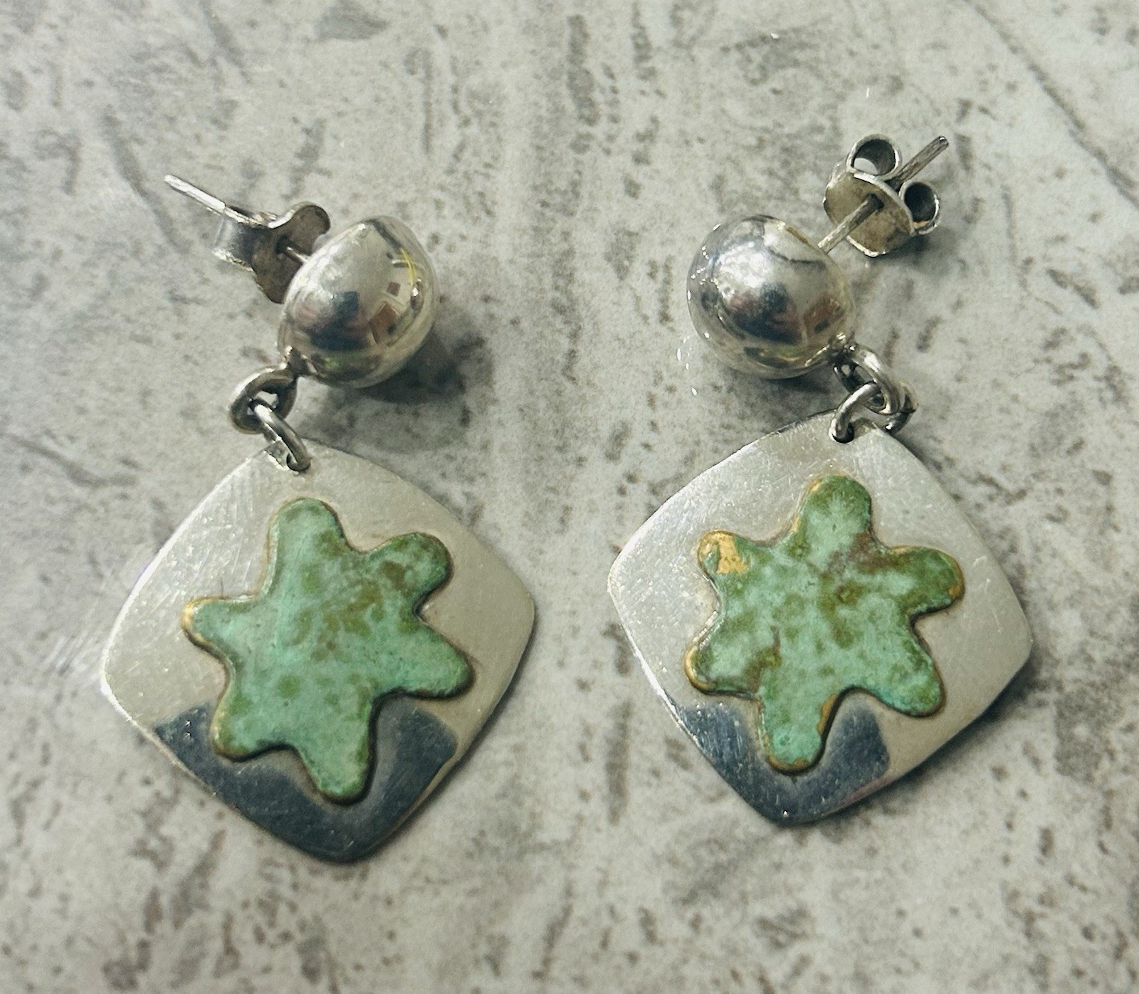 Signed Anne Forbes Sterling Modernist Earrings