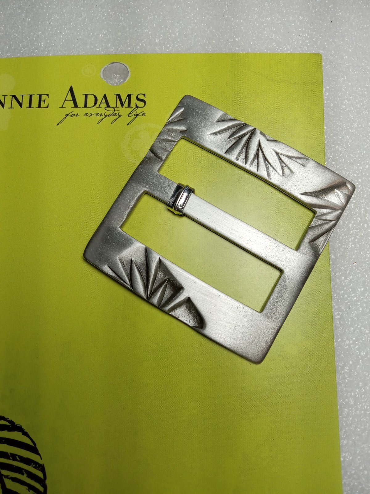 Annie Adams Pewter Belt Scarf Bag Buckle Textured Square Lead‐free RARE NOS