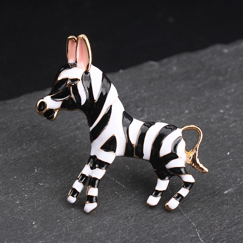 Vintage Creative Personality Dripping Oil Zebra Brooch Women Men Jewelry Gift