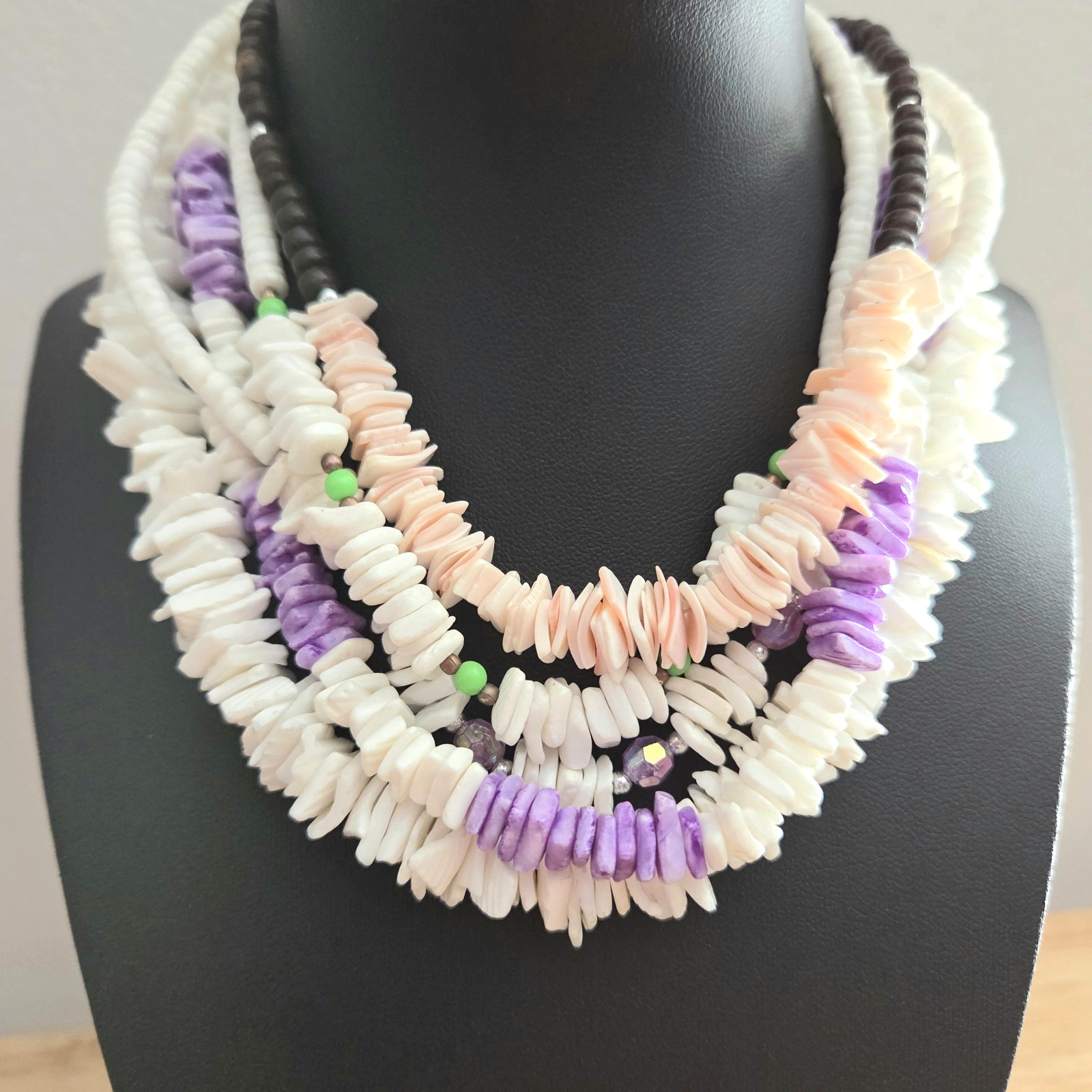 5 Surfer Heishi Puka Shell Necklace Hawaiian Vintage