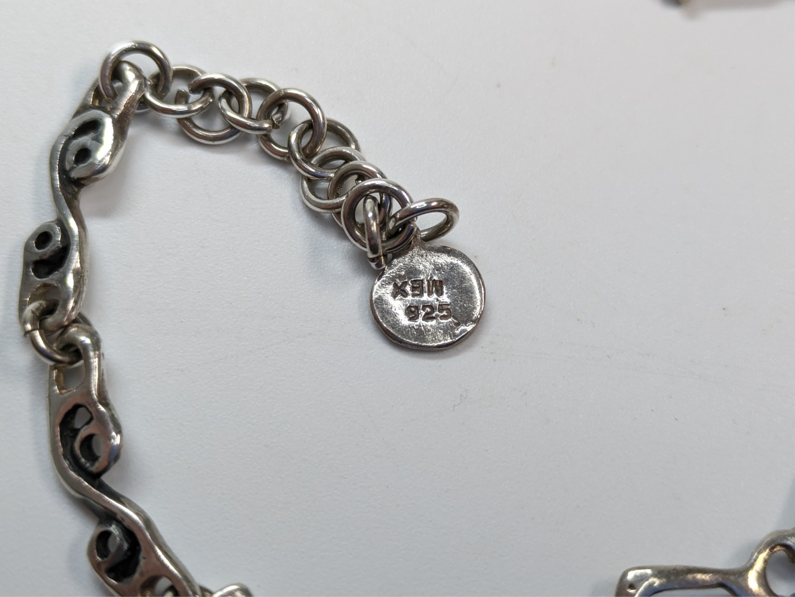 VTG Jilo Mexico Sterling Silver 925 Bracelet Unique Person Bracelet 6-7.5″ Long