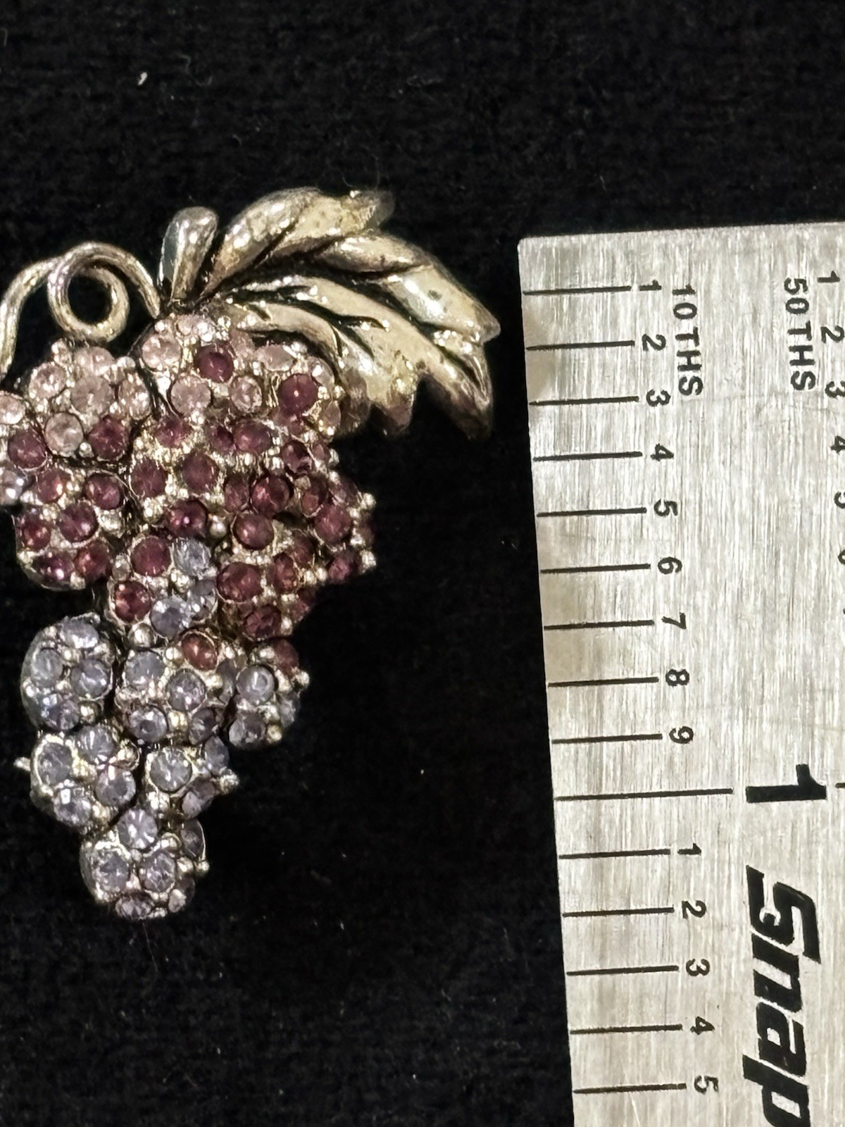 Vintage Monet Grape Cluster Brooch Rhinestone Berry Gold Tone Signed 1.25”