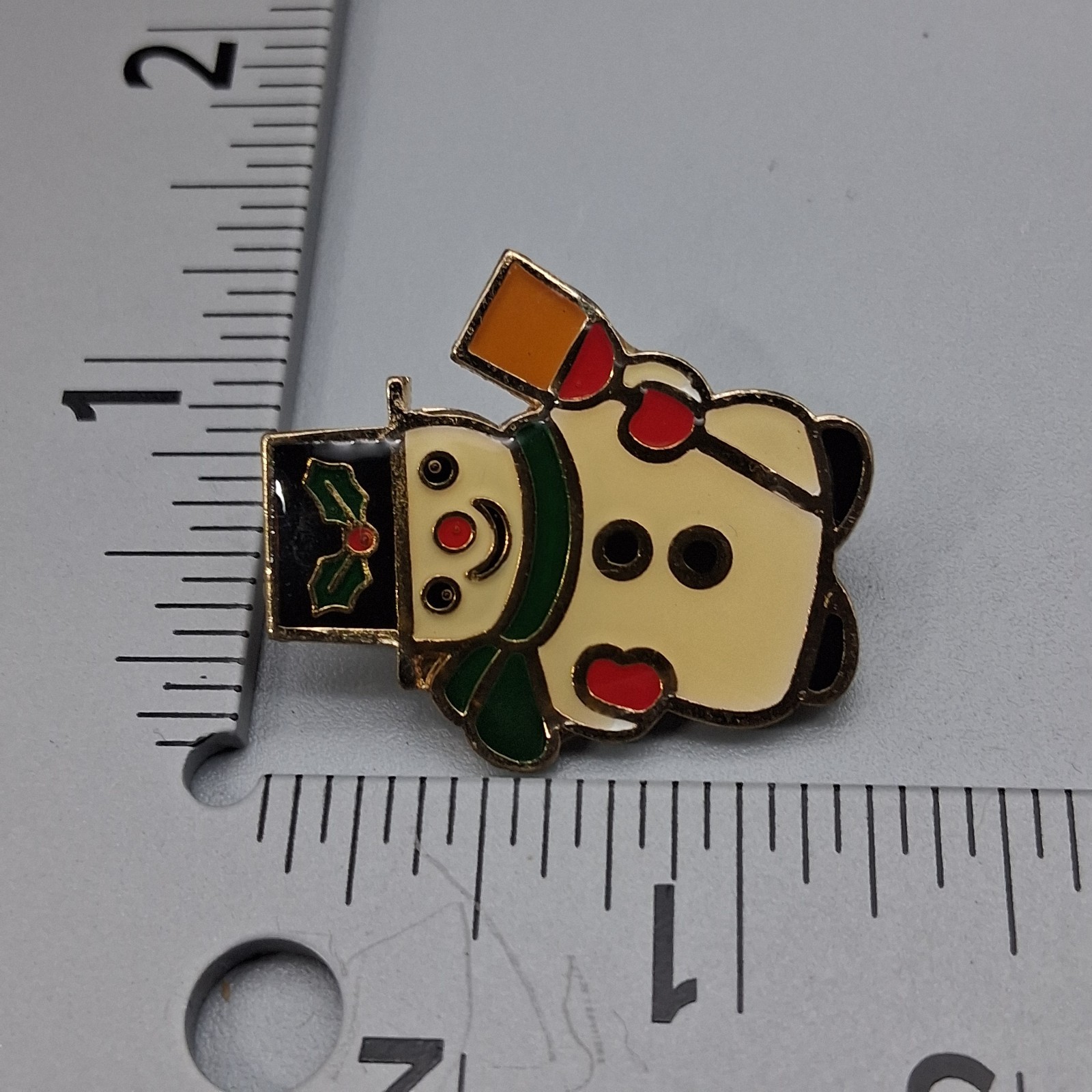 Vintage Christmas Snowman Brooch Lapel Pin