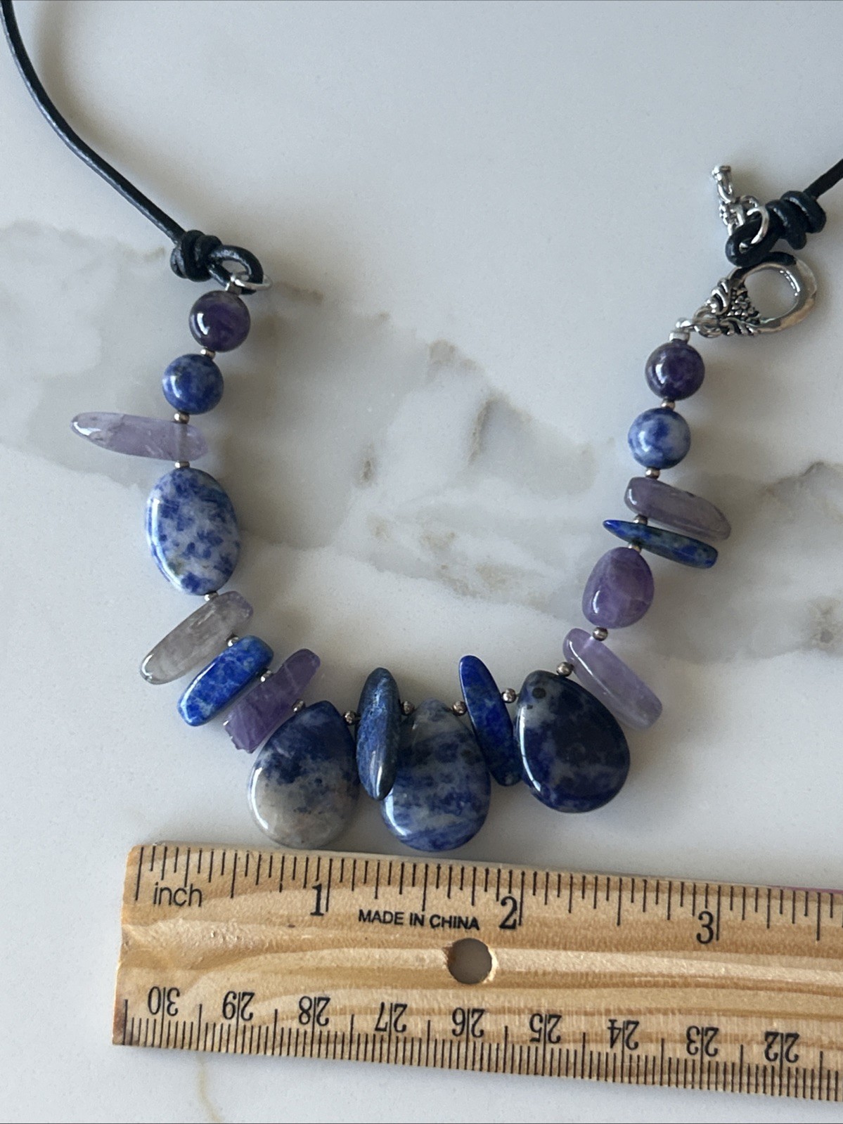 Lapis Lazuli Vintage Necklace Horse Shoes Clasp Authentic Jewelry
