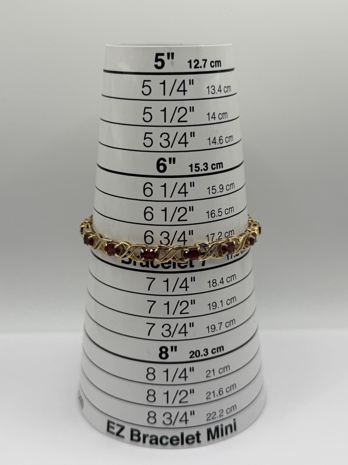Vintage 10k Yellow Gold Red Garnet Tennis Bracelet 6.75” 9.22g