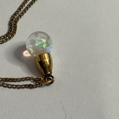 Vintage Floating Opal Pendant w/Gold, On Chain Necklace 15″