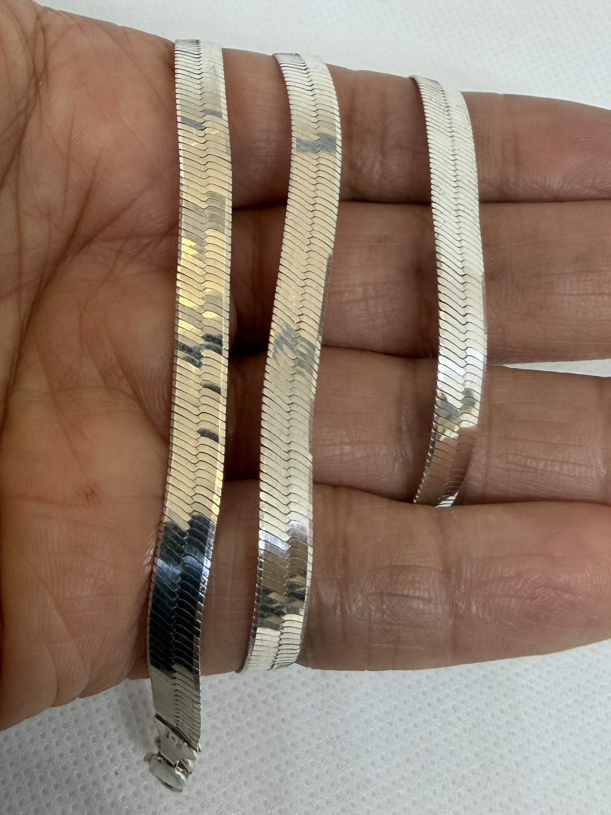 Vintage Italian Milor Herringbone 18″ 925 Silver Chain Necklace, 5.3mm, 12.33g