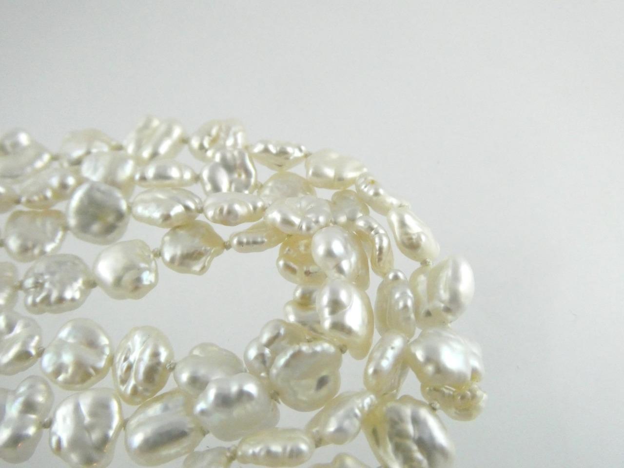 Vintage Hand Knotted Baroque Shape Freshwater Pearl Necklace No Clasp