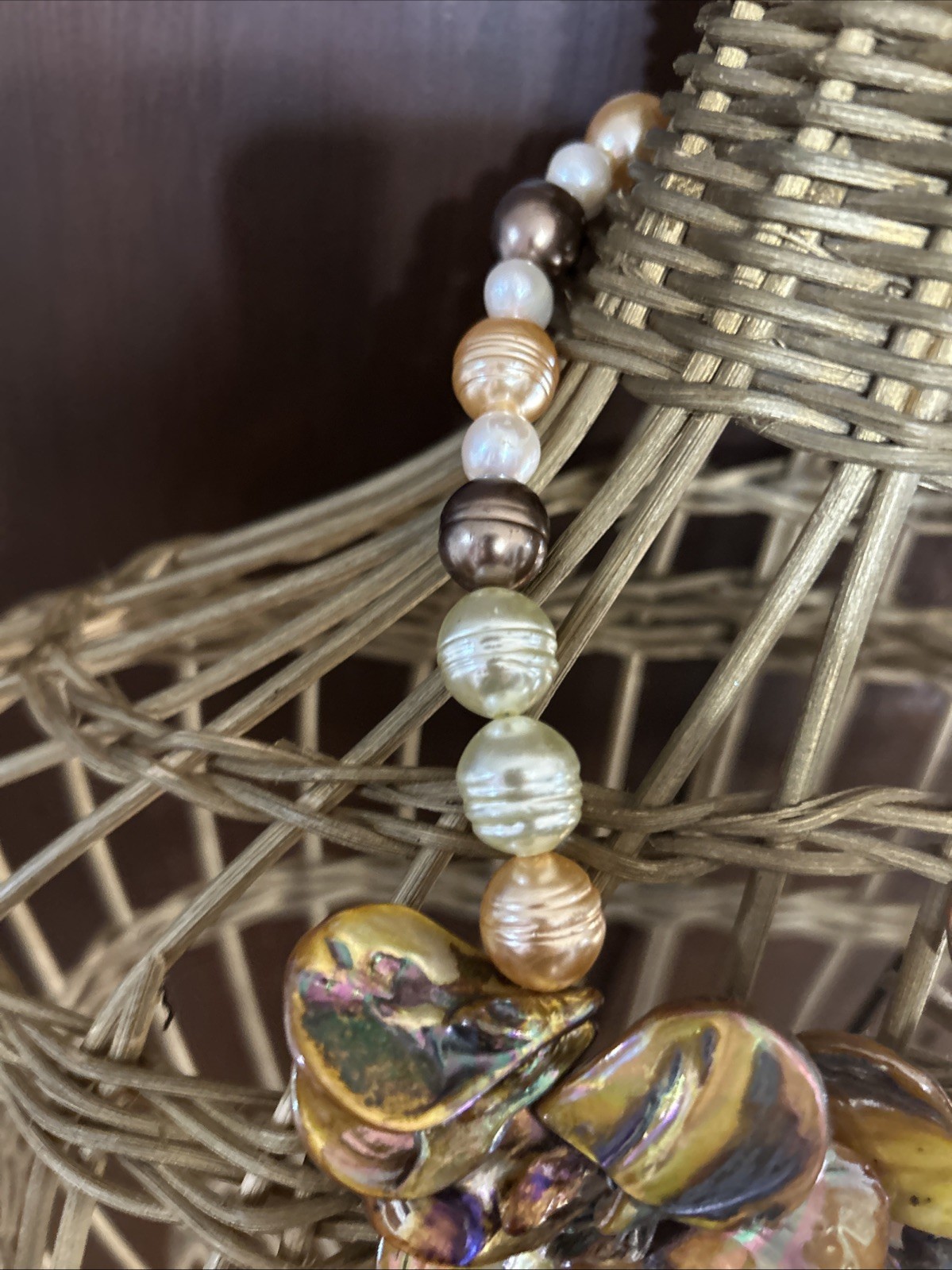Statement Necklace Amber Abalone Shells W Geode Crystal Handmade! Quality Made!