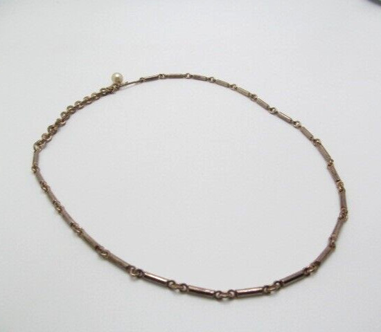 Vintage Gold Tone Bar Link 2.25mm Embellished Adjustable Hook Chain Necklace