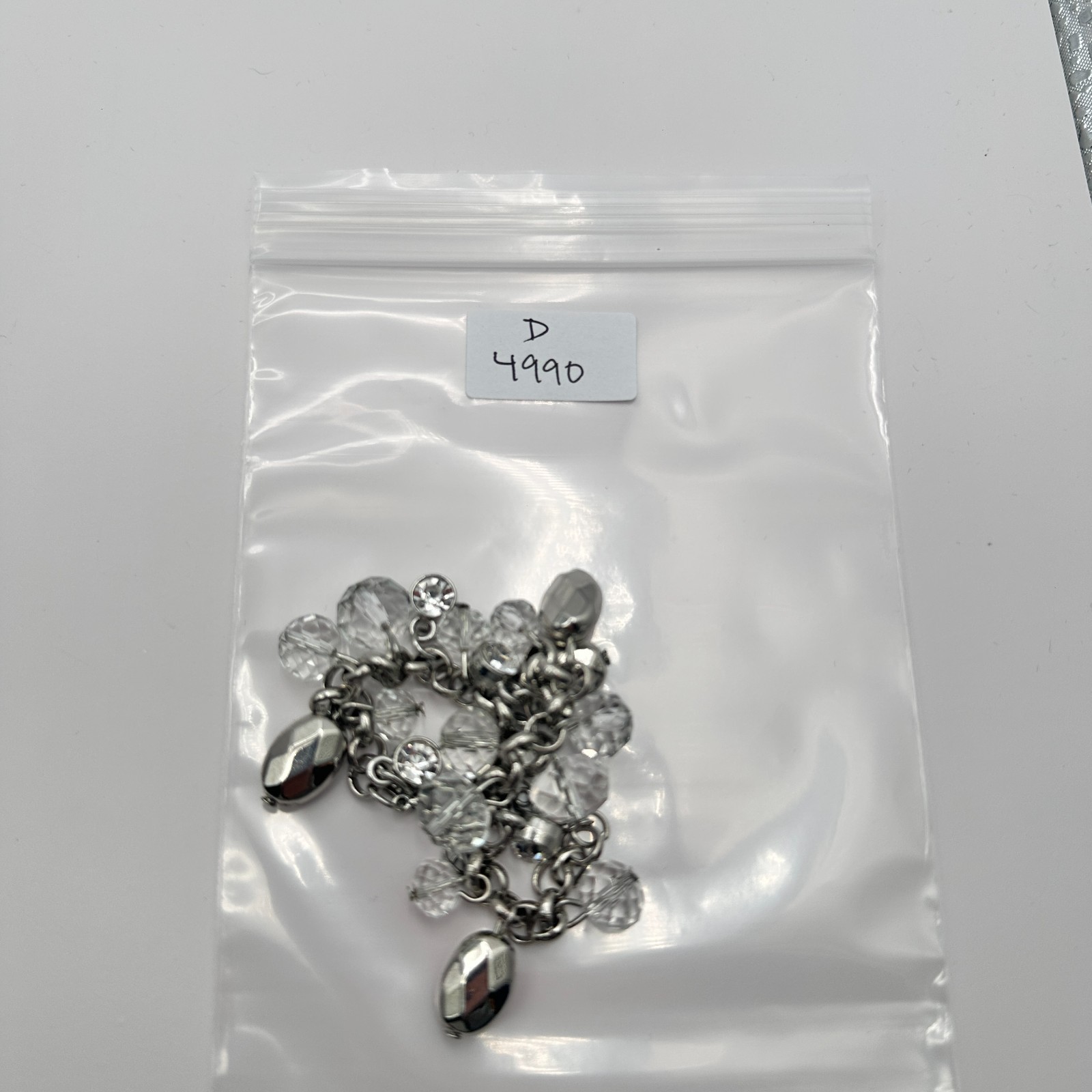 Vintage Y2K Silver Tone Faceted Beaded Charm Bracelet Women’s Classic Jewelry
