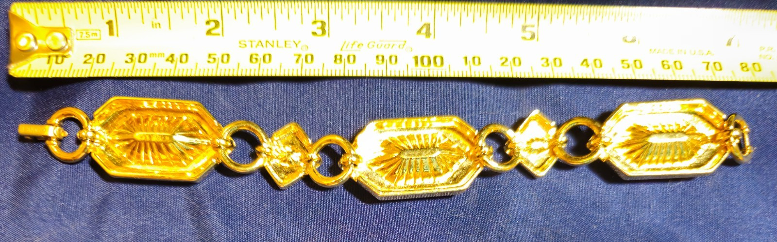 Vintage Yves Saint Laurent YSL Resin Stones Gold Tone Metal Bracelet