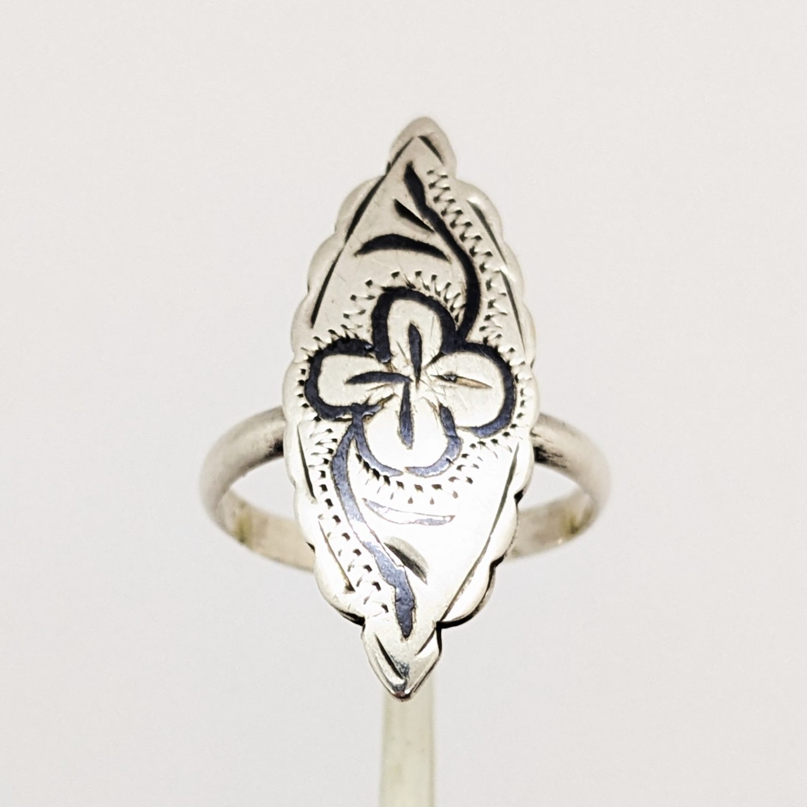 Vintage RING Silver⭐️925 stamp Star USSR with Blackening -size: 7US (17.5mm) #20