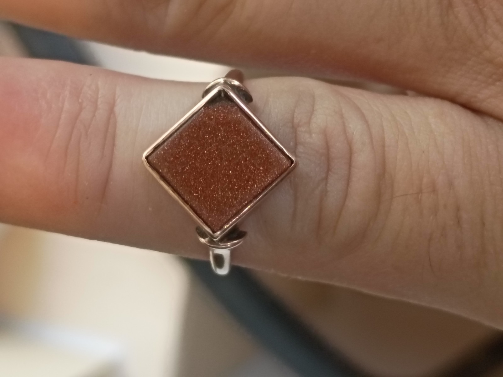 Antique Circa 1900 14K Yellow Gold And goldstone Ring Sz 9