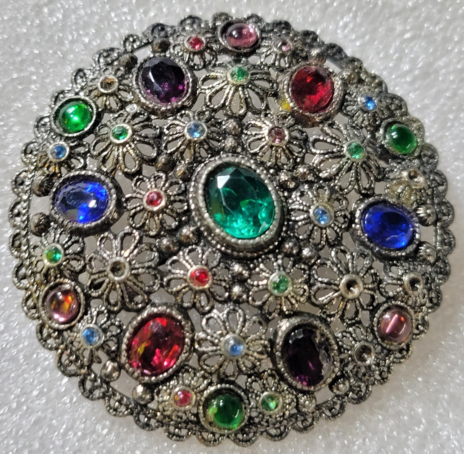 Art Deco Multi Colored RS New England Glass Works NE/Chalice Signed Brooch