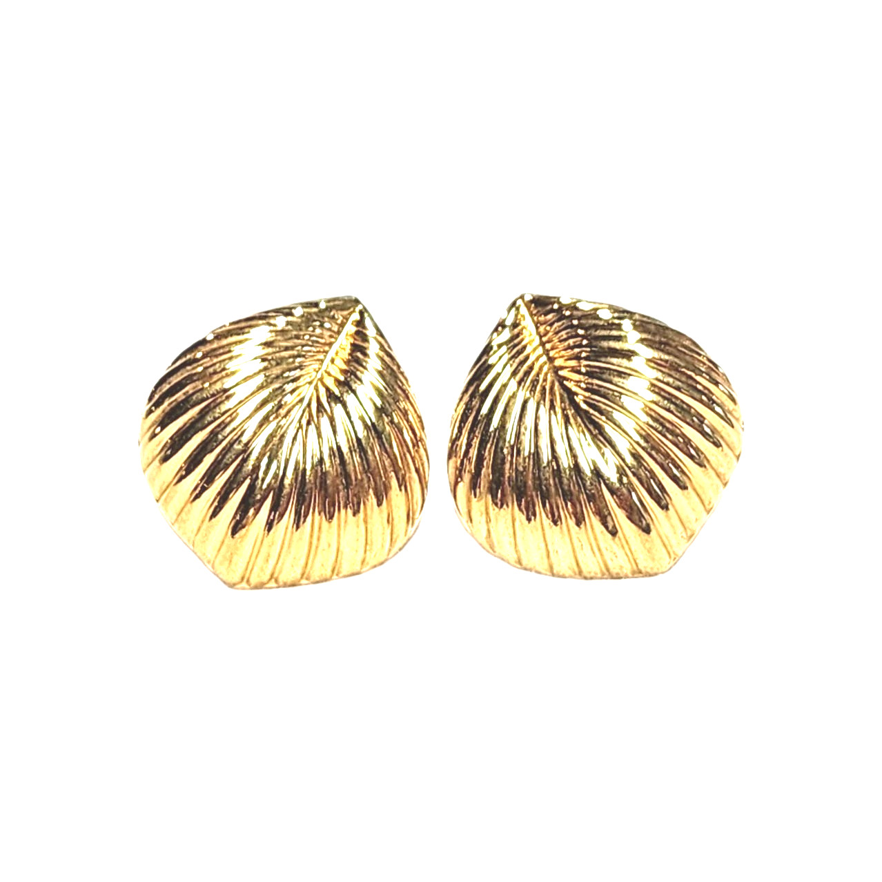 Vintage Napier Gold Tone Leaf Design Textured Post Stud Earrings Leaves Nature