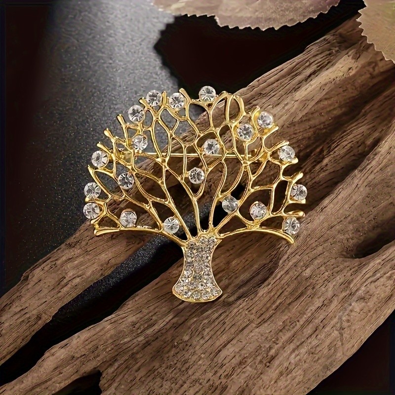 Fashion Tree of Life Brooch Pin with Rhinestone Elegant Alloy Wedding Party Gift