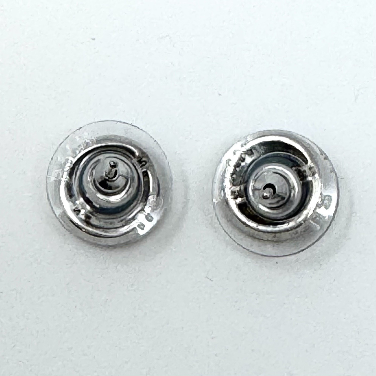 Vintage Estate 925 Sterling Silver Blue Opal & CZ Round Stud Earrings