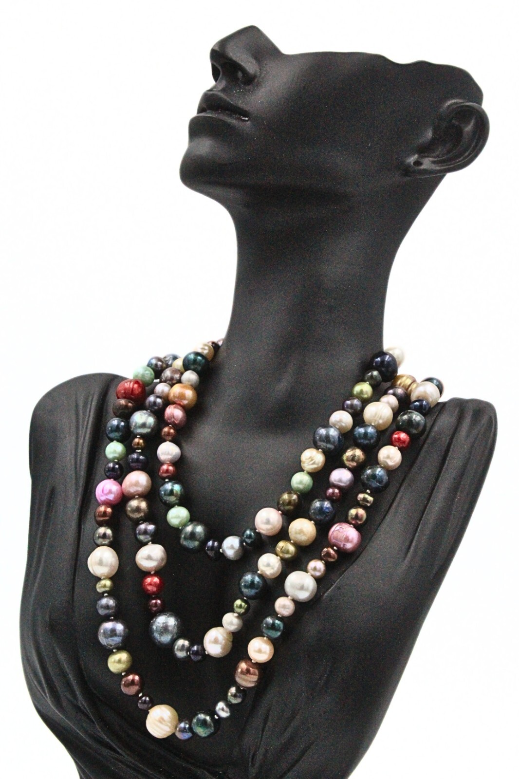 Charming Multi Color Dyed Freshwater Pearl 7-12mm Gray Green White HSN Necklace