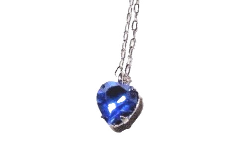 Crystal Blue Heart Vintage Pendant Sterling Silver Wells