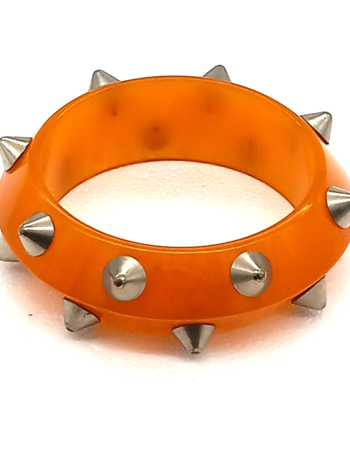 Vintage Mid Century Butterscotch Egg Yolk Amber Bakelite Spike Bangle Rare 64g