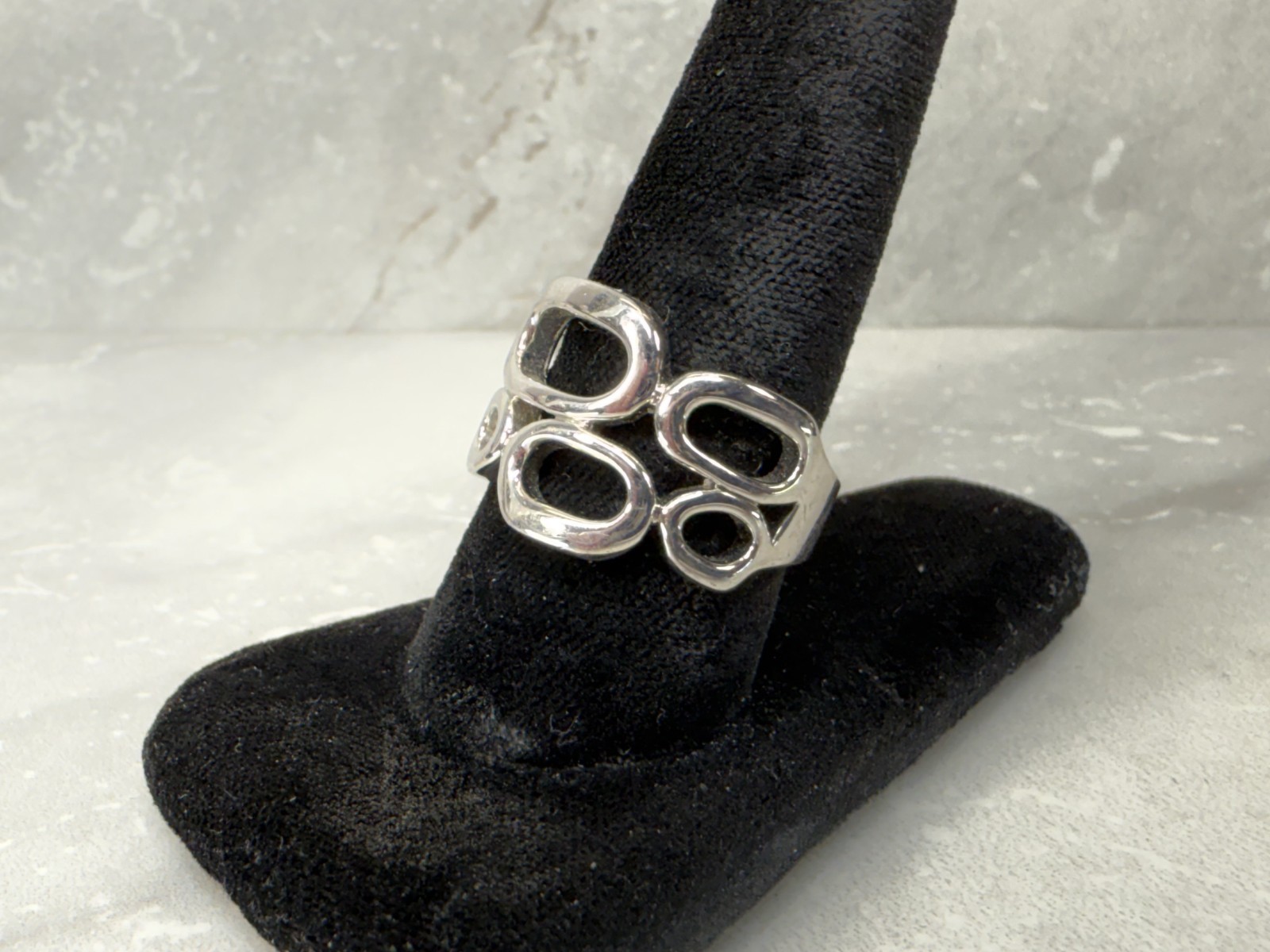 Vintage Lia Sophia Silver Tone Modernist Geometric Circles Ring Size 8