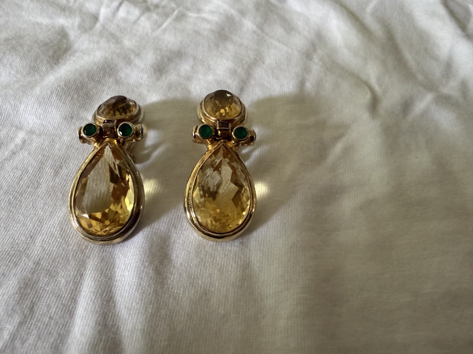 Sterling Silver Earrings 22k Vermeill Ruby Emerald Zirconia Citrine Quartz