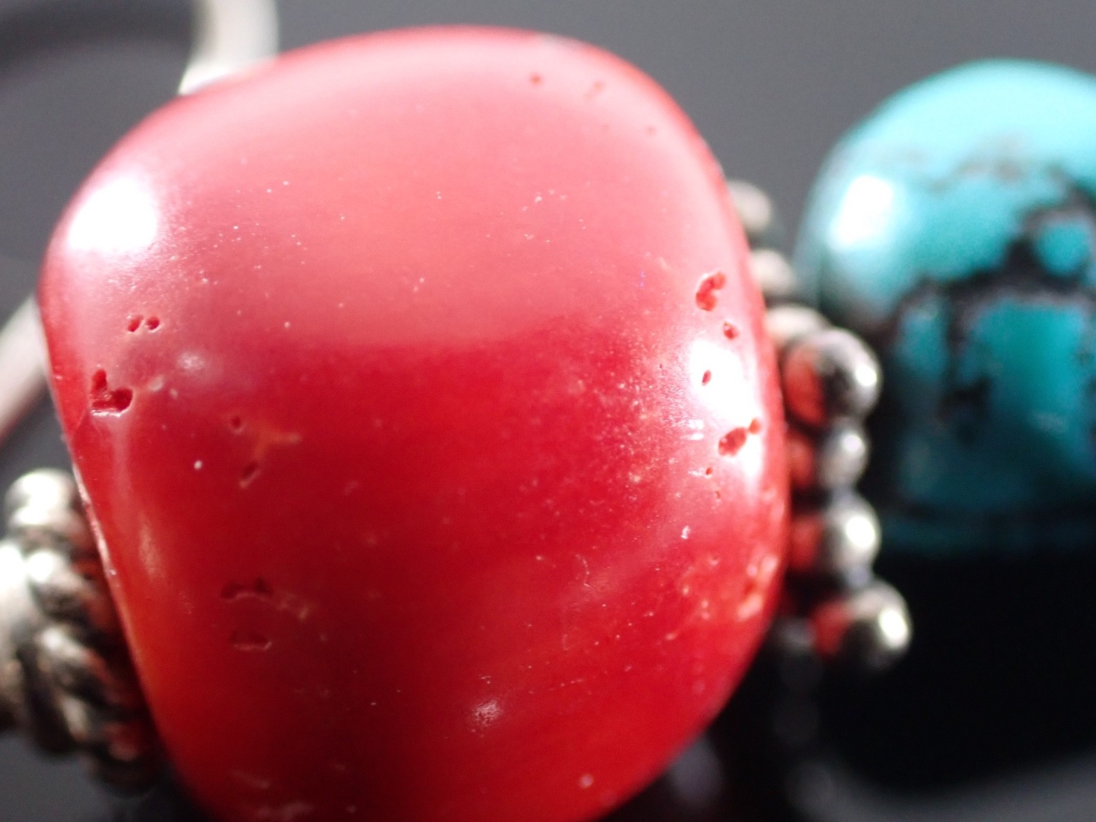 Vintage Sterling Drop Earrings Red Bead & Turquoise Matrix Stones Artisan