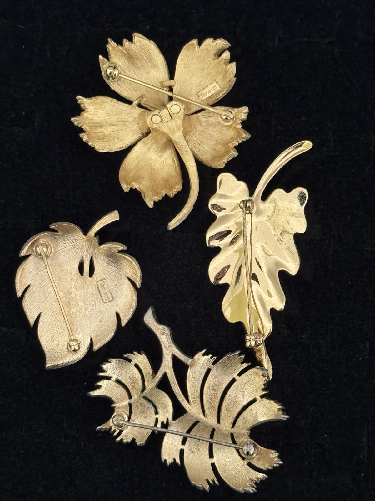 Lot of 4 VINTAGE Goldtone Pins/ SIGNED By Different Makers