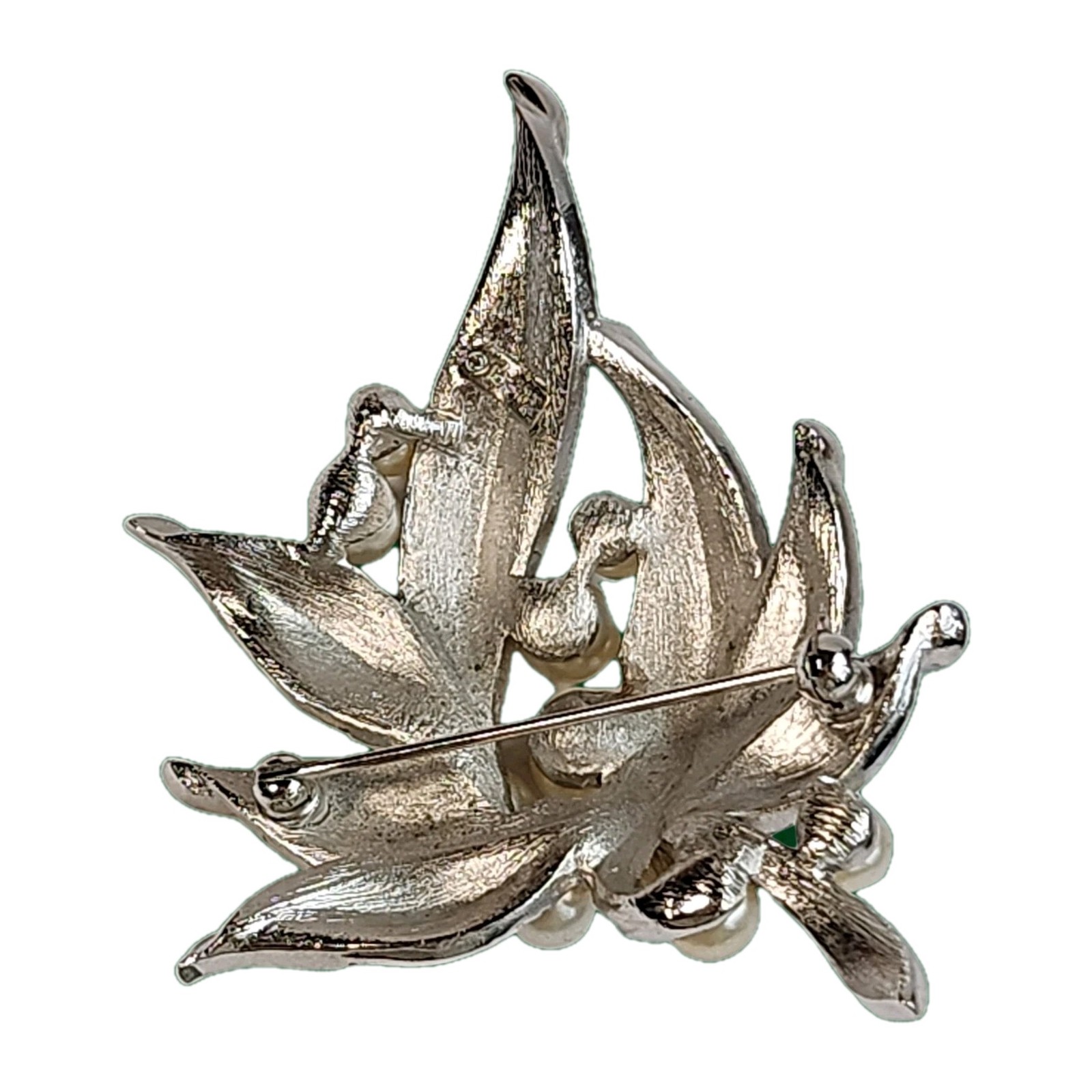 Vintage Crown Triffari Brooch Silver Tone Faux Pearl Cluster Brooch Pin
