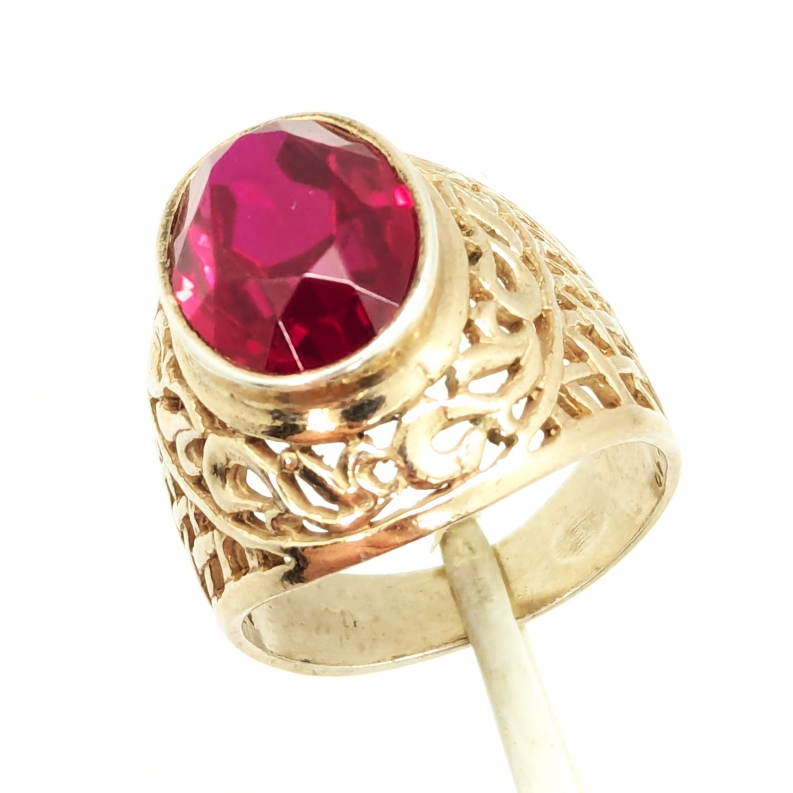 Vintage Soviet RING Silver⭐️875 stamp Star USSR with Bright Ruby -size: 8US | #8